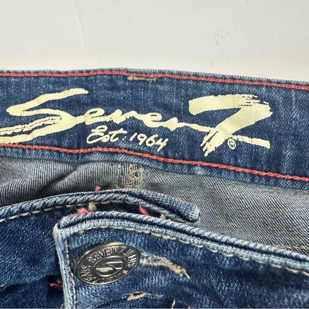 Seven7 Jeans Distressed Slim Straight Womens Size 12 Stretch - Picture 7 of 10